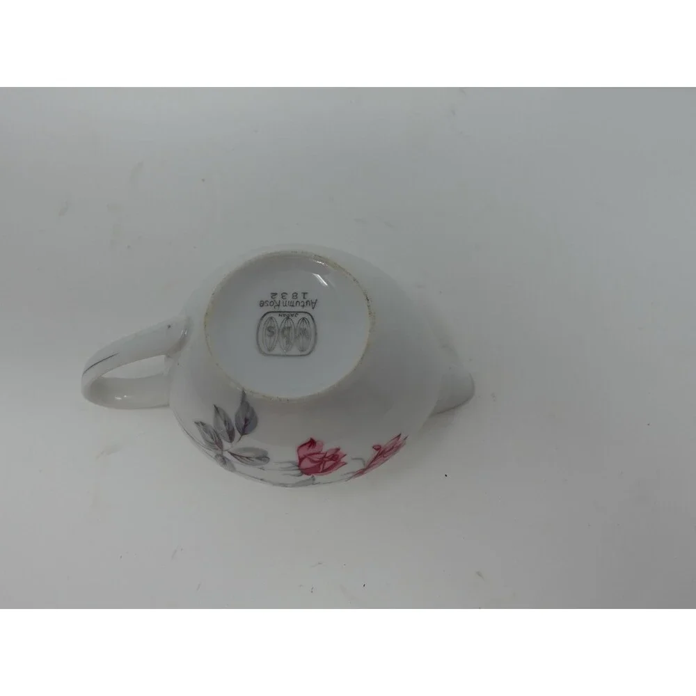 A.D.S Japan Autumn Rose 1832 Gravy Boat Creamer Porcelain Platinum Trim